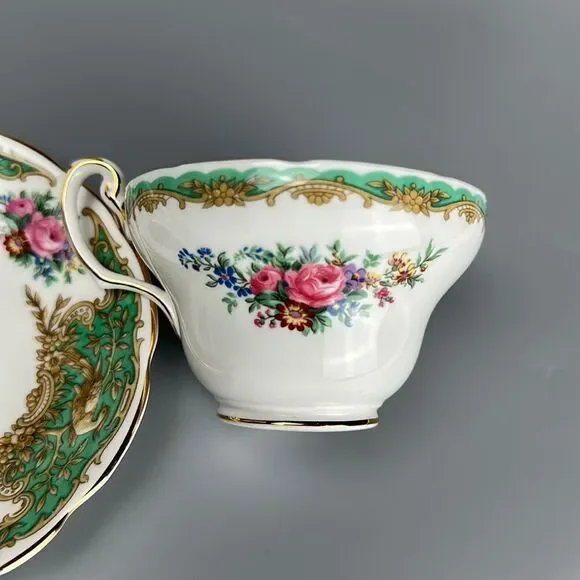 Vintage Coalport "MONTROSE Green" Tea Cup with Saucer Porcelain England - Picture 7 of 14